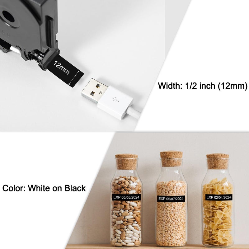 Labelife Label Maker Tape Black Replacement for Brother TZe-335 TZe335 P Touch Label Tape White on Black TZe TZ 12mm 0.47 Laminated for Brother PT-D210 PT-D220 PT-H110 PT-D400 PT-D600, 4-Pack - Image 3